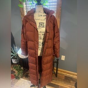 L.L.Bean  Womens Small Reg Quilted DownTek Insulated Hooded Long Puffer Jacket
